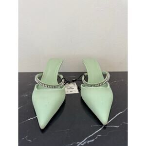 Zara Pistachio Pastel Pointed-toe Mule Kitten Heels